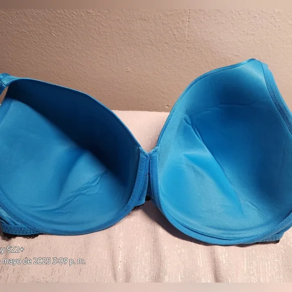 CACIQUE BRA 42 H Blue Lace Trim Bra - Picture 9 of 9